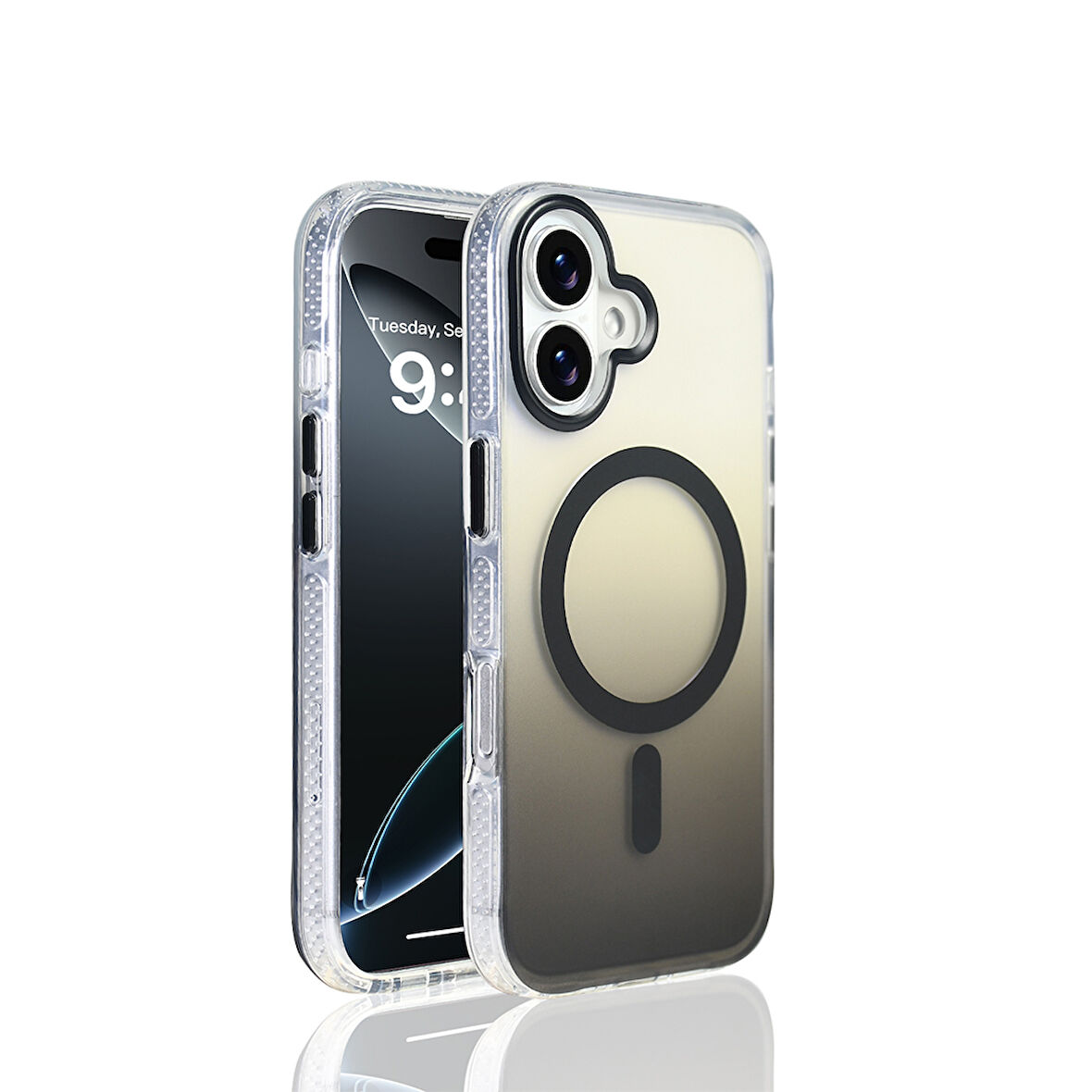 iPhone 17 Kılıf M-safe Şarj Özellikli Transparan Renk Geçişli Zore Kılıf