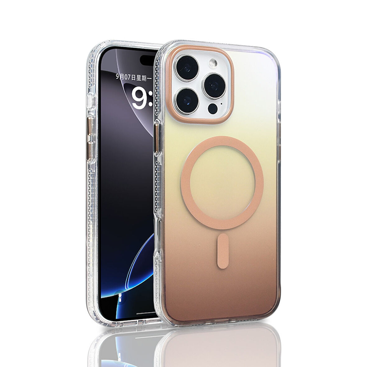 iPhone 16 Pro Max Kılıf M-safe Şarj Özellikli Transparan Renk Geçişli Toros Kılıf