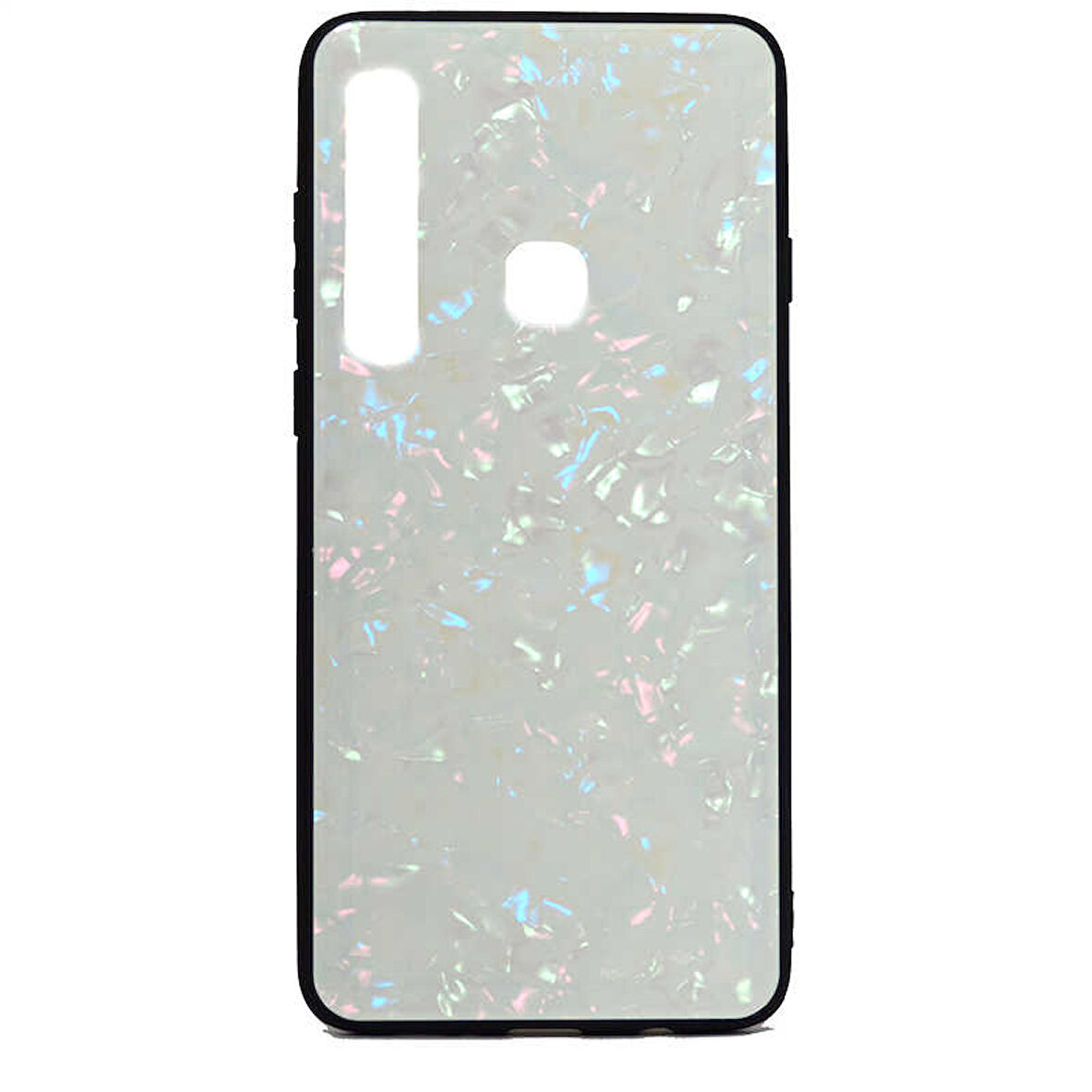 Galaxy A9 2018 Kılıf Mermer Desenli Marbel Temperli Cam Silikon Kılıf