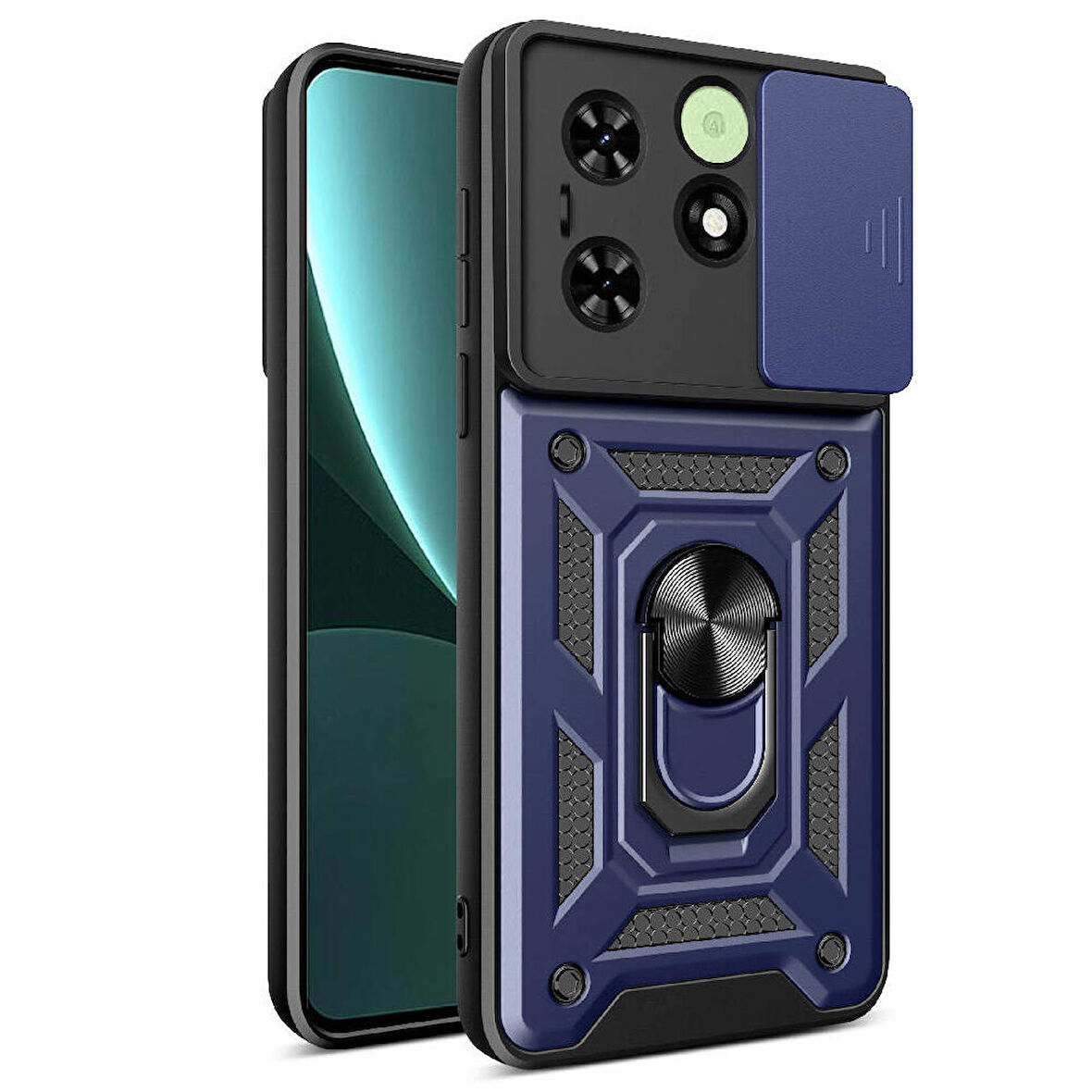 Tecno Spark Go 2024 Kılıf Magnetik Standlı Kamera Korumalı Sürgülü Vega Kılıf