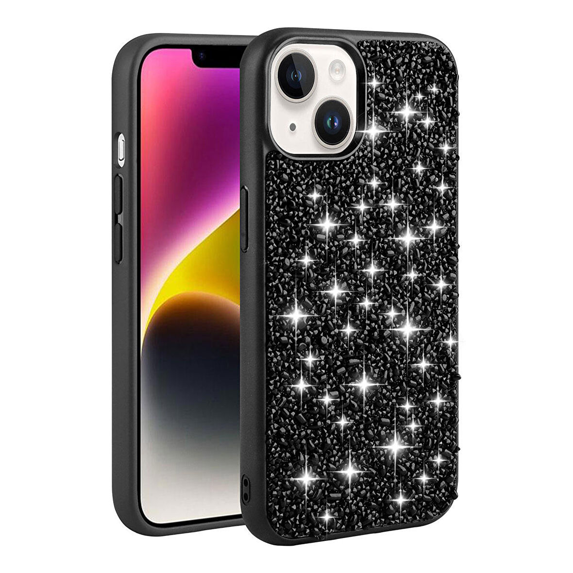 Apple iPhone 13 Kılıf Parlak Taşlı Tasarım Zore Linea Kılıf