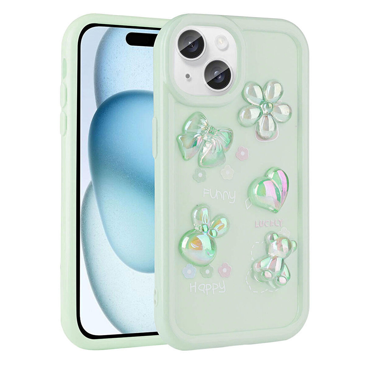 iPhone 13 Kılıf Kabartma Figürlü Parlak Toys Silikon Kılıf