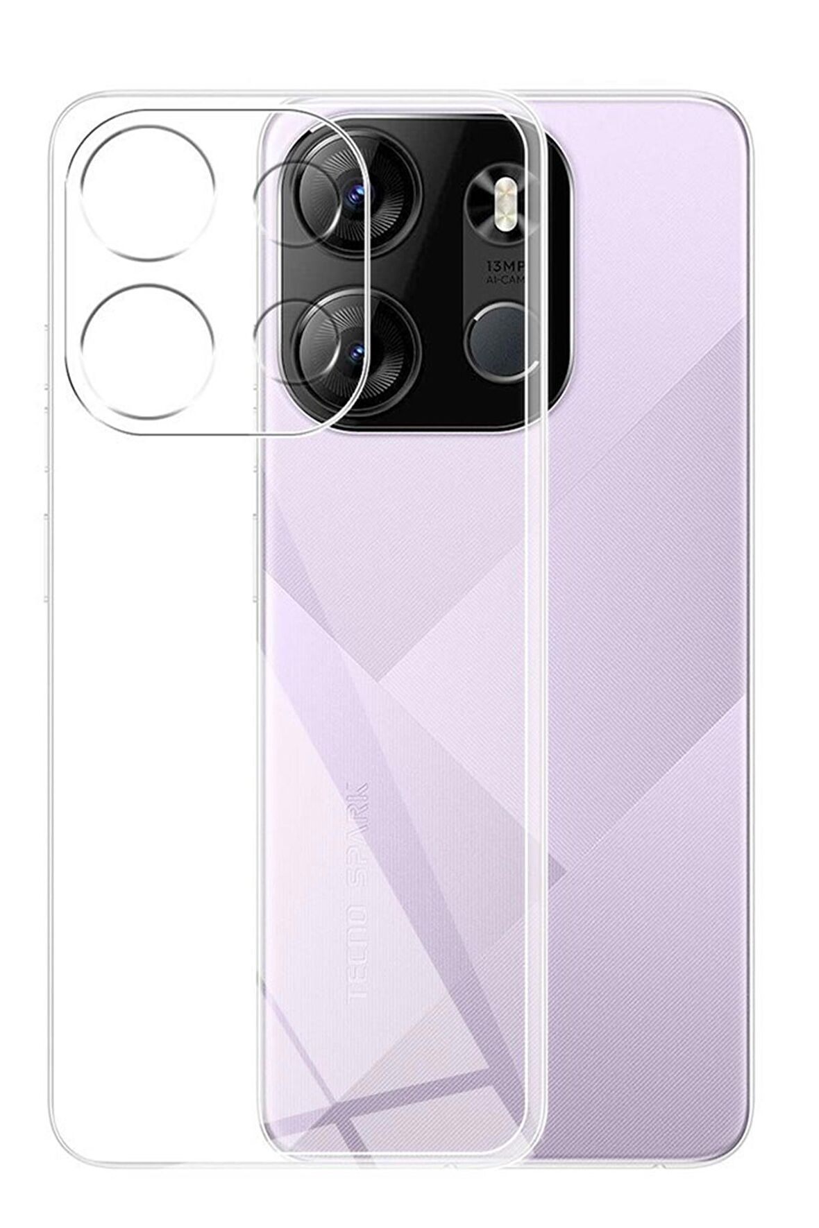 Tecno Spark Go 2023 Kılıf Şeffaf İnce ve Esnek Süper Silikon Kılıf 