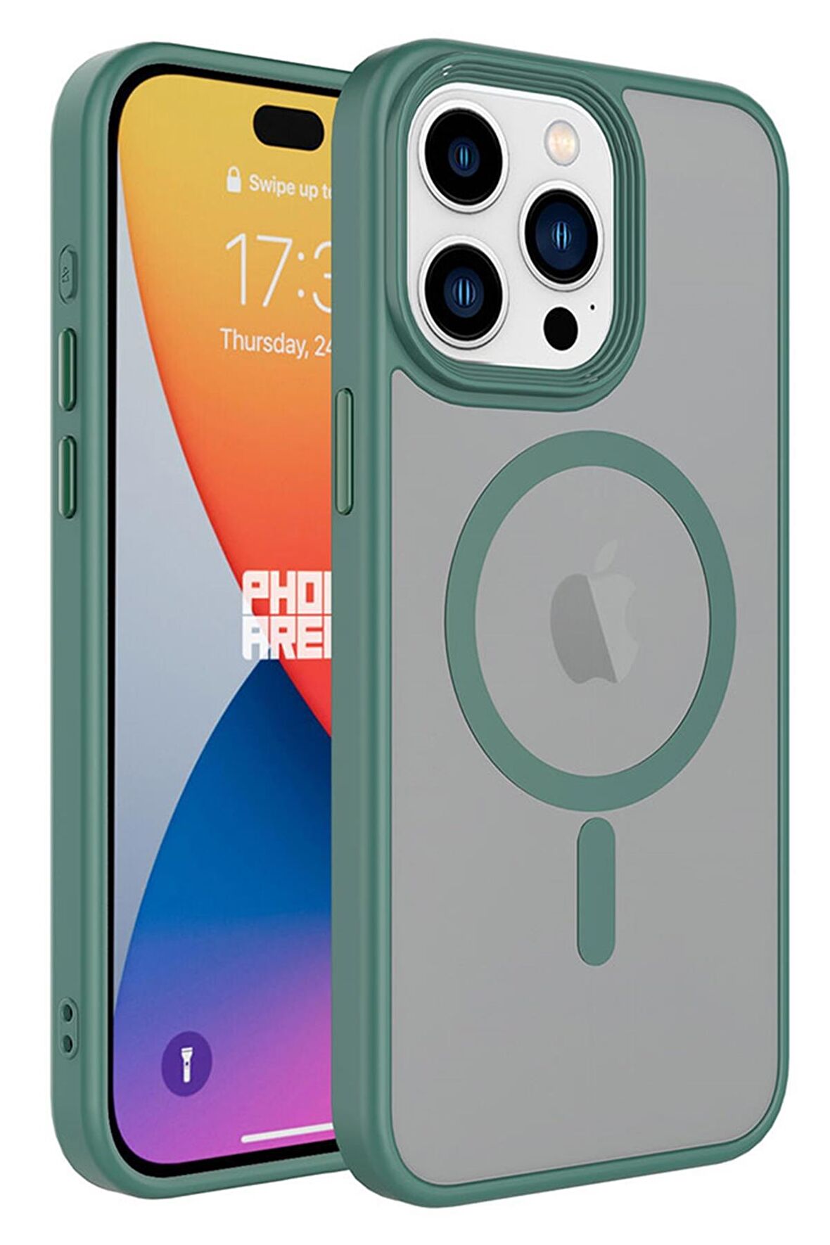 Apple iPhone 15 Pro Max Kılıf Mat Arka Yüzey Wireless Şarj Özellikli Flet Magsafe Kılıf