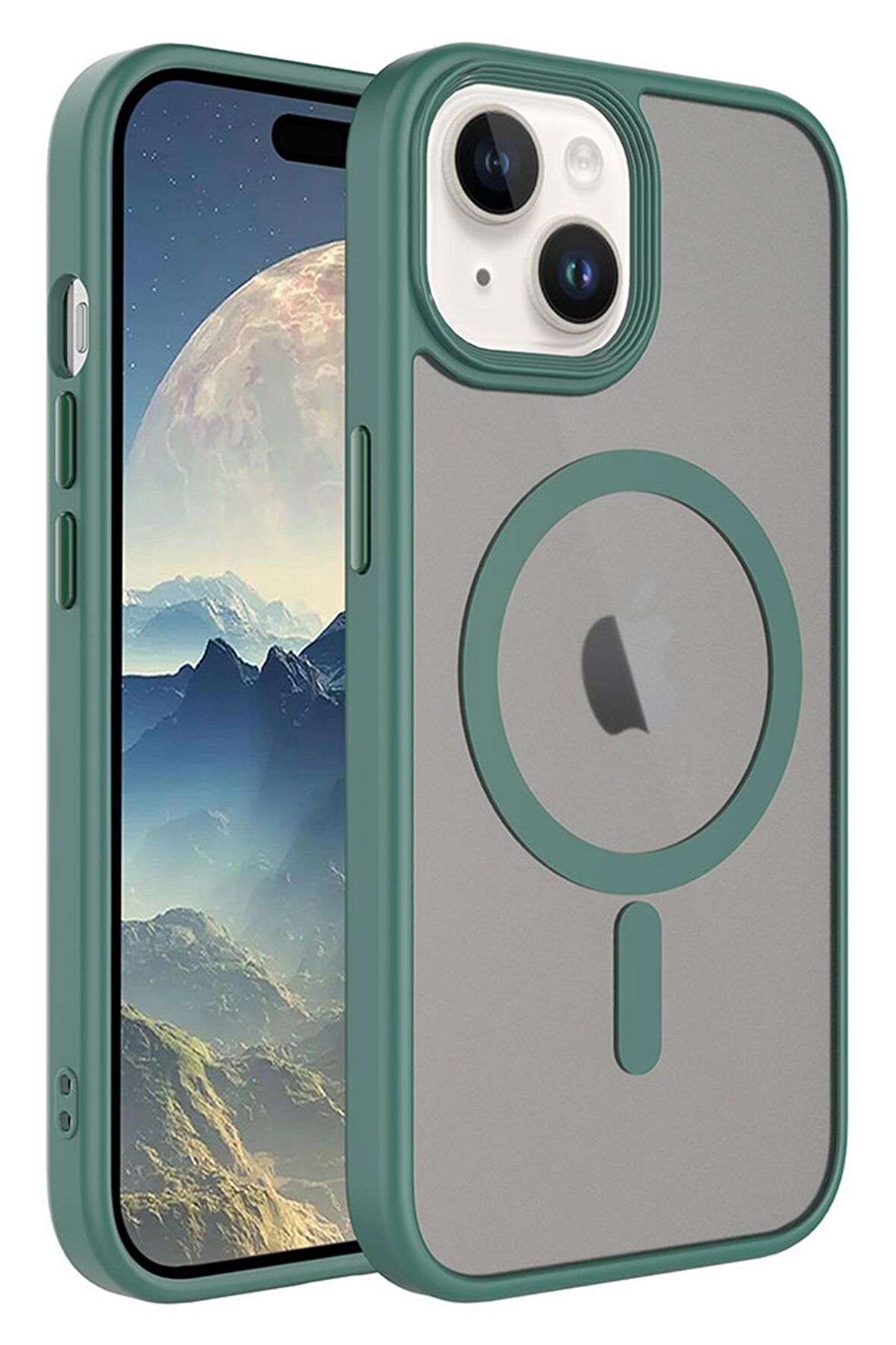 Apple iPhone 15 Plus Kılıf Mat Arka Yüzey Wireless Şarj Özellikli Flet Magsafe Kılıf