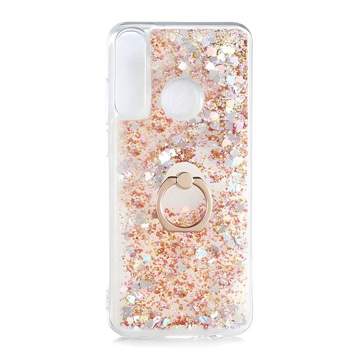 Huawei Y6P Kılıf Milce Simli Pullu Yüzüklü Kılıf