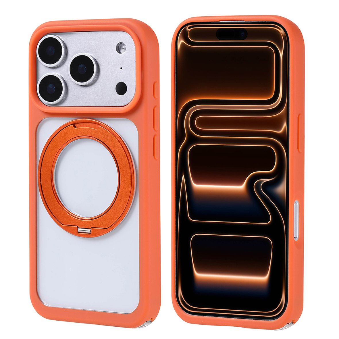 iPhone 17 Pro Max Kılıf M-Safe Şarj Özellikli Standlı Piza Silikon Kılıf