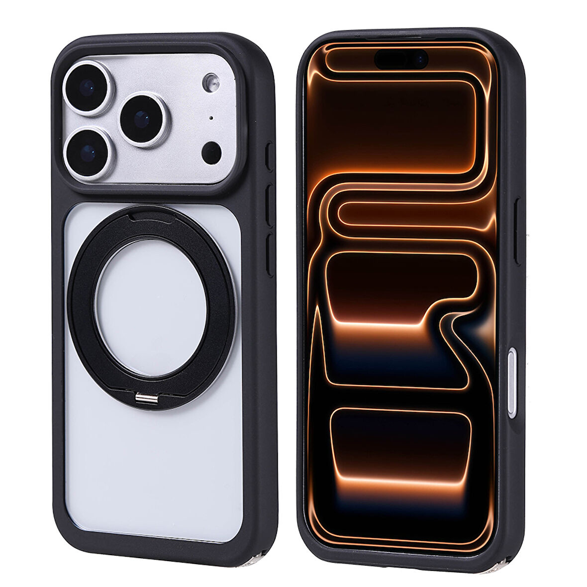 iPhone 17 Pro Max Kılıf M-Safe Şarj Özellikli Standlı Piza Silikon Kılıf