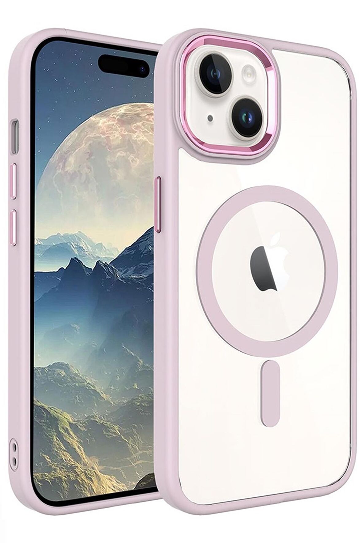 Apple iPhone 15 Plus Kılıf Wireless Şarj Özellikli Krom Magsafe Silikon Kılıf