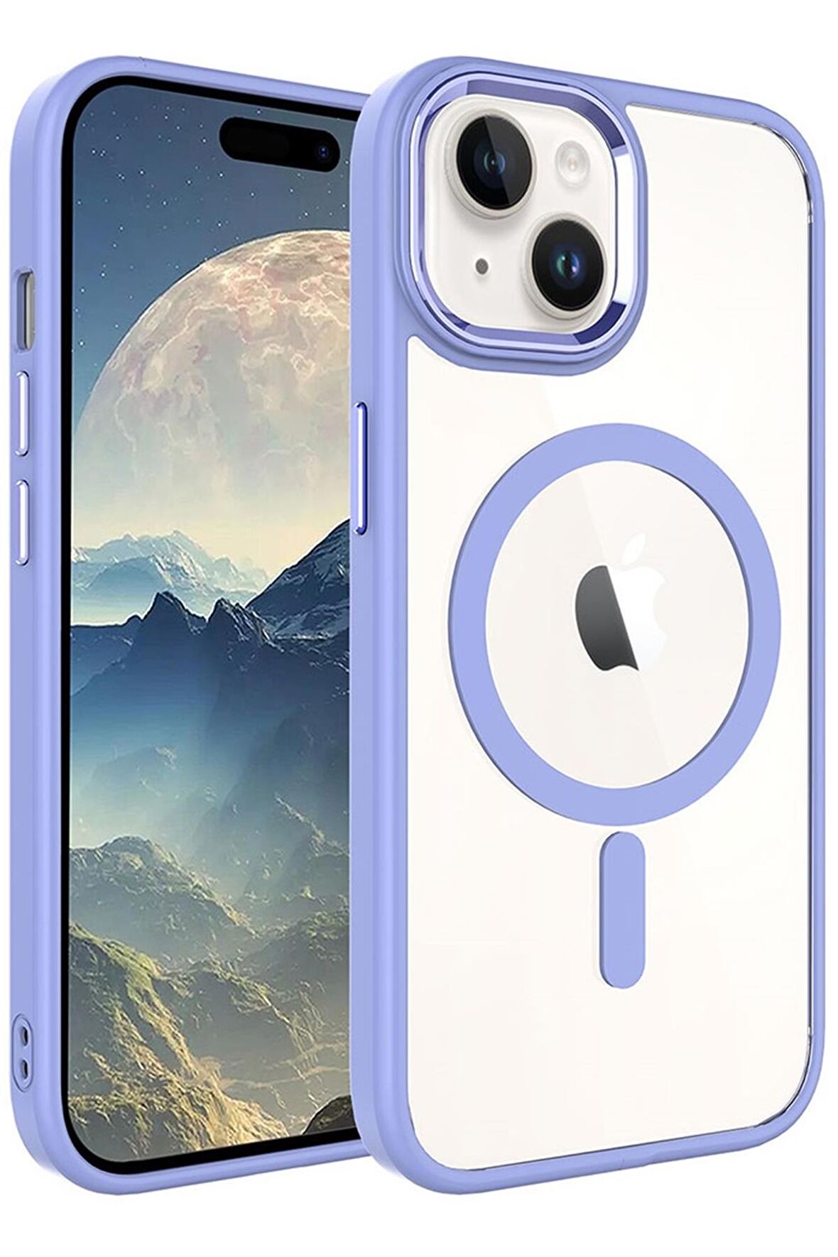 Apple iPhone 15 Kılıf Wireless Şarj Özellikli Krom Magsafe Silikon Kılıf