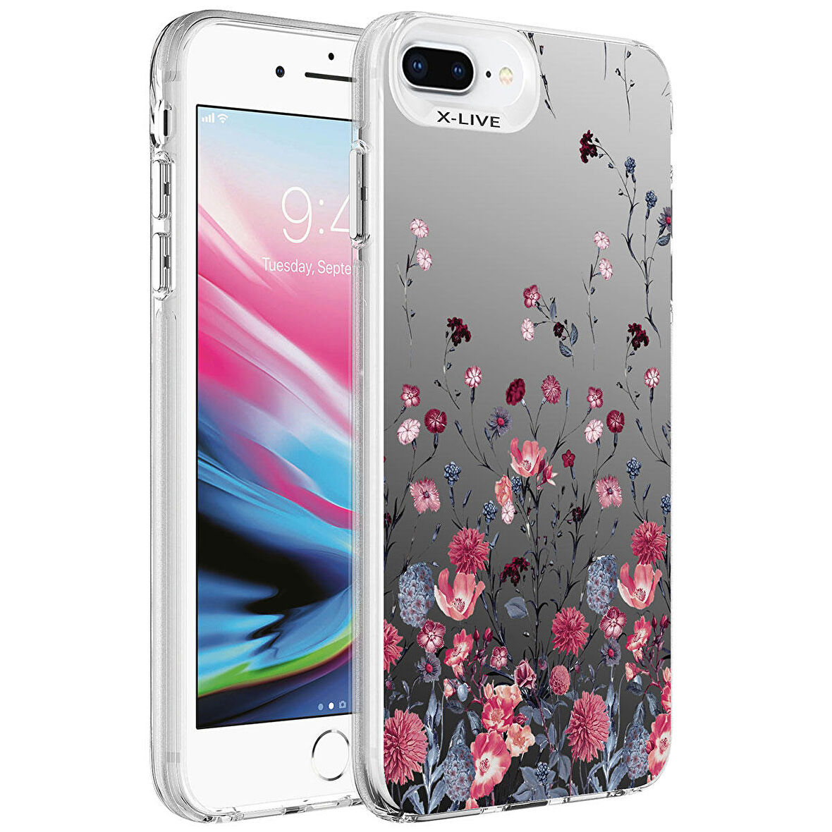 Apple iPhone 7 Plus Kılıf Desenli Zore Silver Sert Kılıf