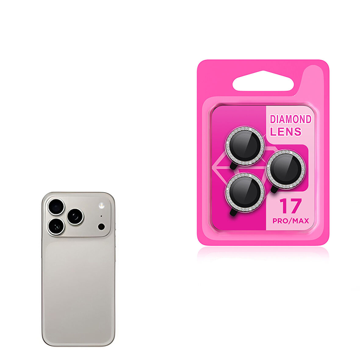iPhone 17 Pro Max CL-06 Kamera Lens Koruyucu Titanyum-Gri
