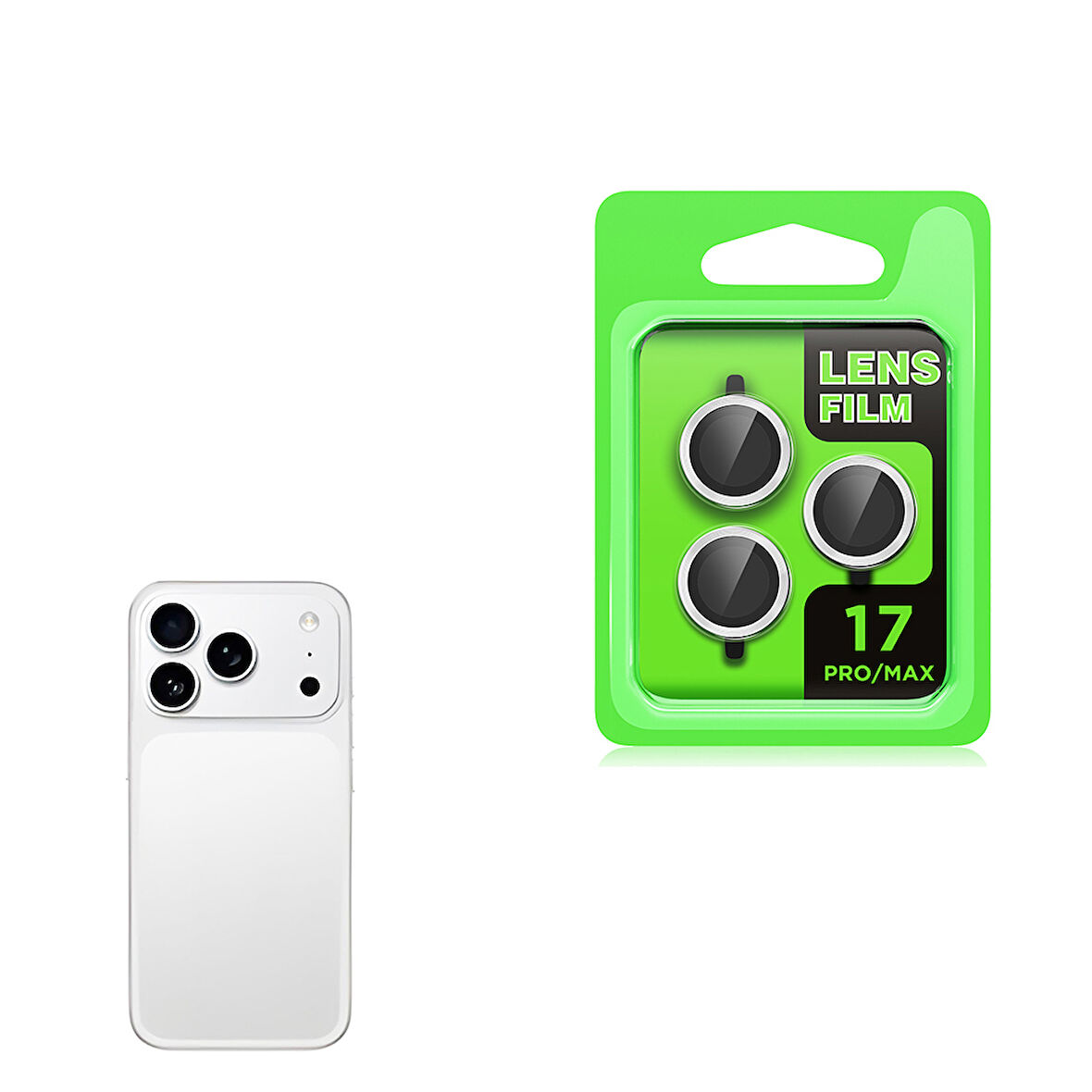 iPhone 17 Pro Max / İphone 17 Pro CL-07 Kamera Lens Koruyucu Titanyum-Gümüş