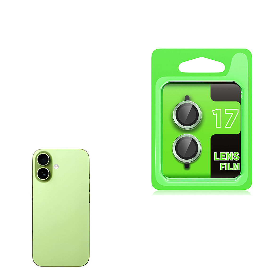 iPhone 17 Kamera Lens Koruyucu CL-07 Kamera Lens Koruyucu Açık Yeşil