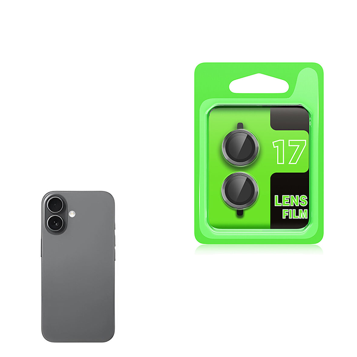 iPhone 17 Kamera Lens Koruyucu CL-07 Kamera Lens Koruyucu Gri