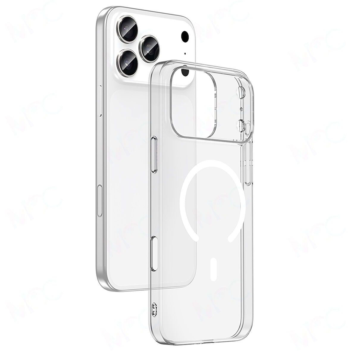 iPhone 17 Pro Max Kılıf M-safe Şarj Özellikli Şeffaf Kamera Çerçeveli Porto Kılıf