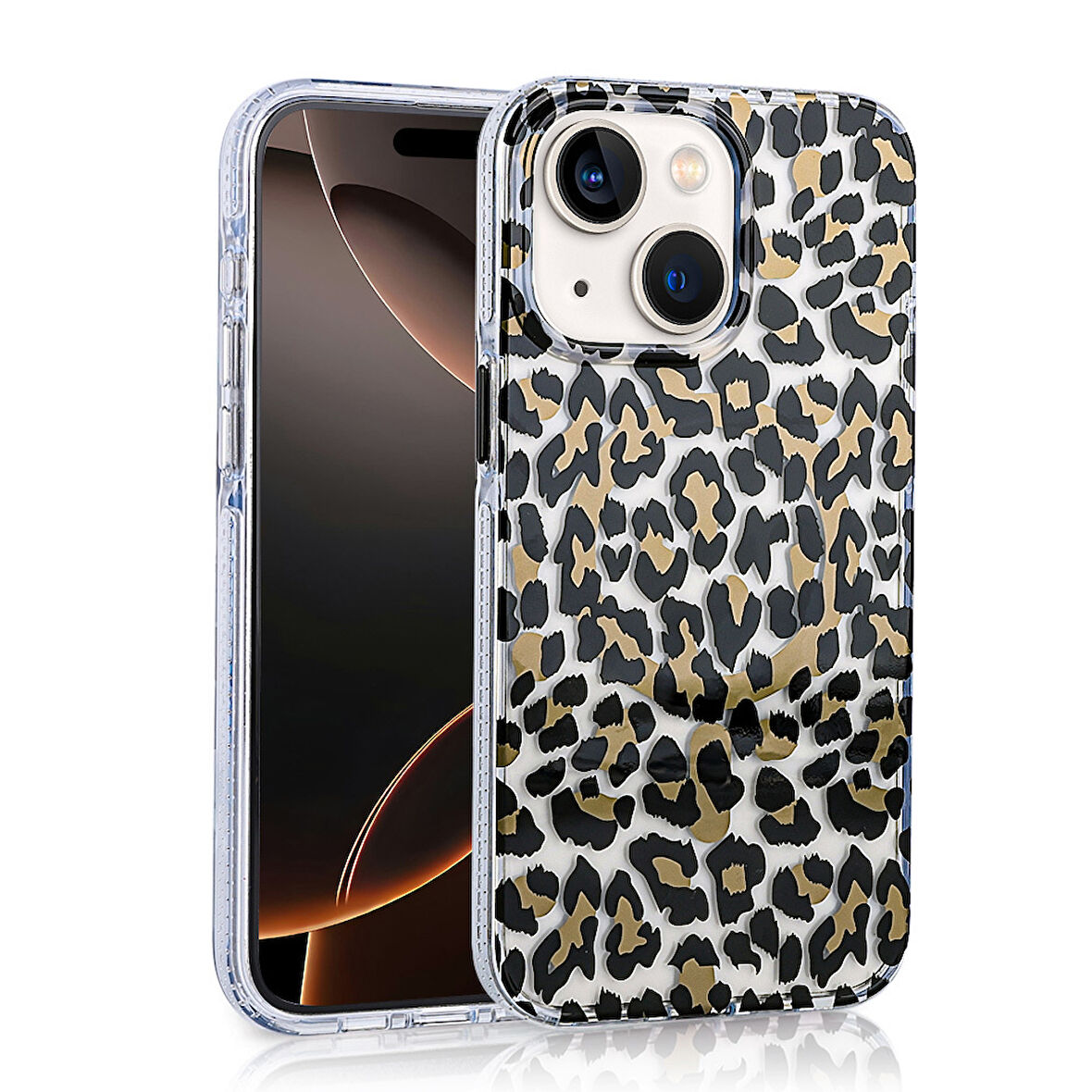 iPhone 13 Kılıf Magsafe Şarj Özellikli Leopar Desenli Jago Kılıf