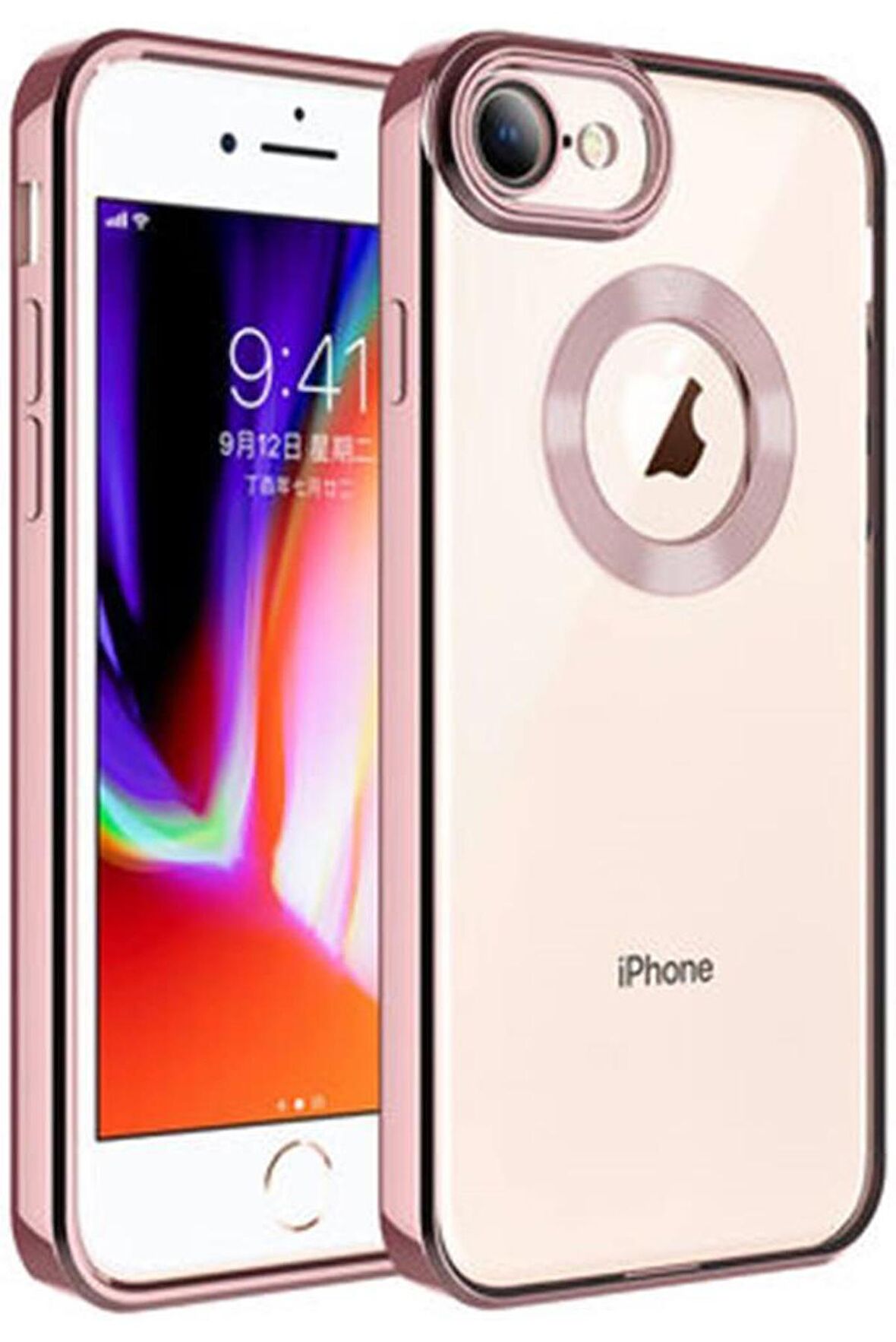 iPhone SE 2020 Kılıf Köşeleri Renkli Şeffaf Kamera Korumalı Silikon Luxury Kapak