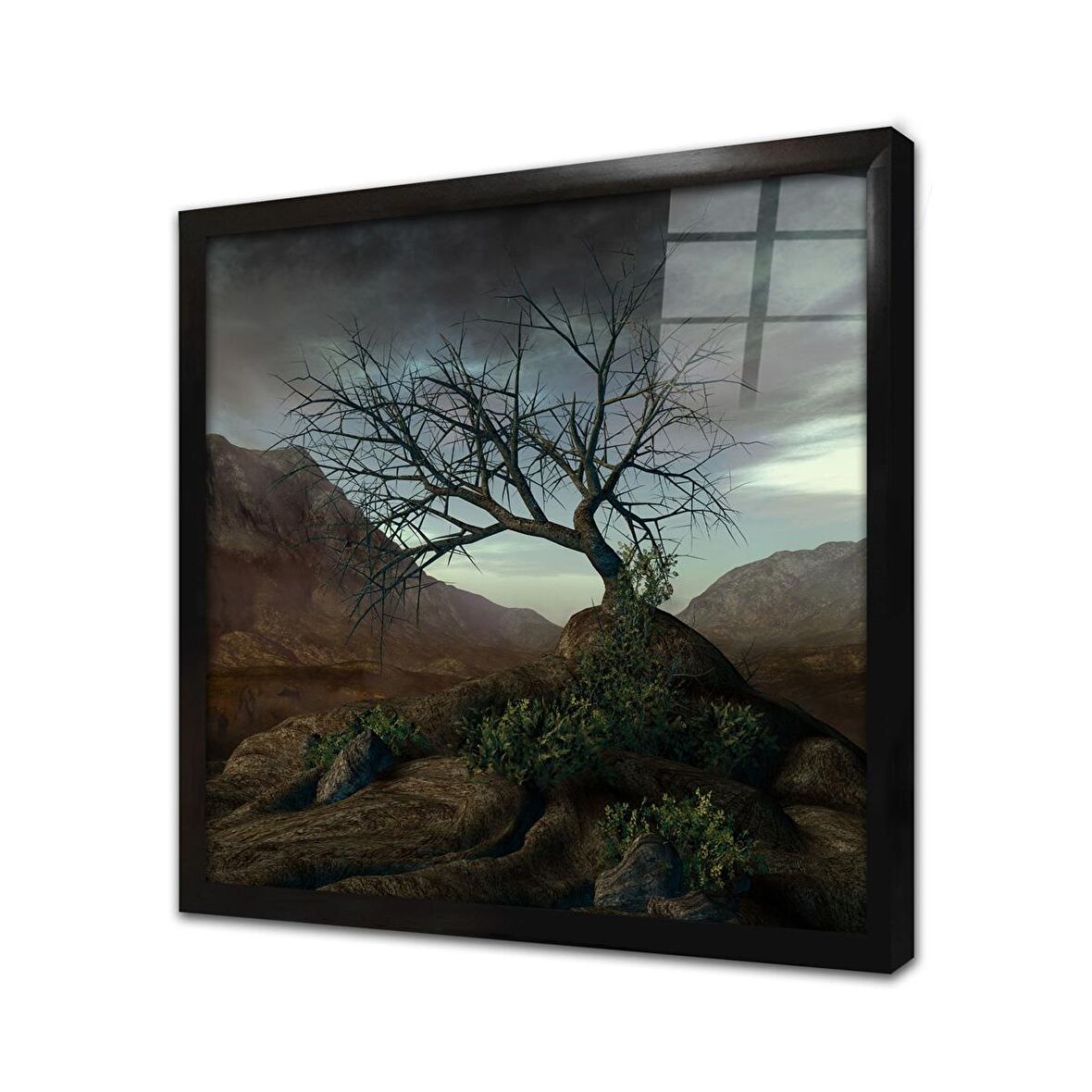 Yeşil Doğa Çerçeveli Cam Tablo