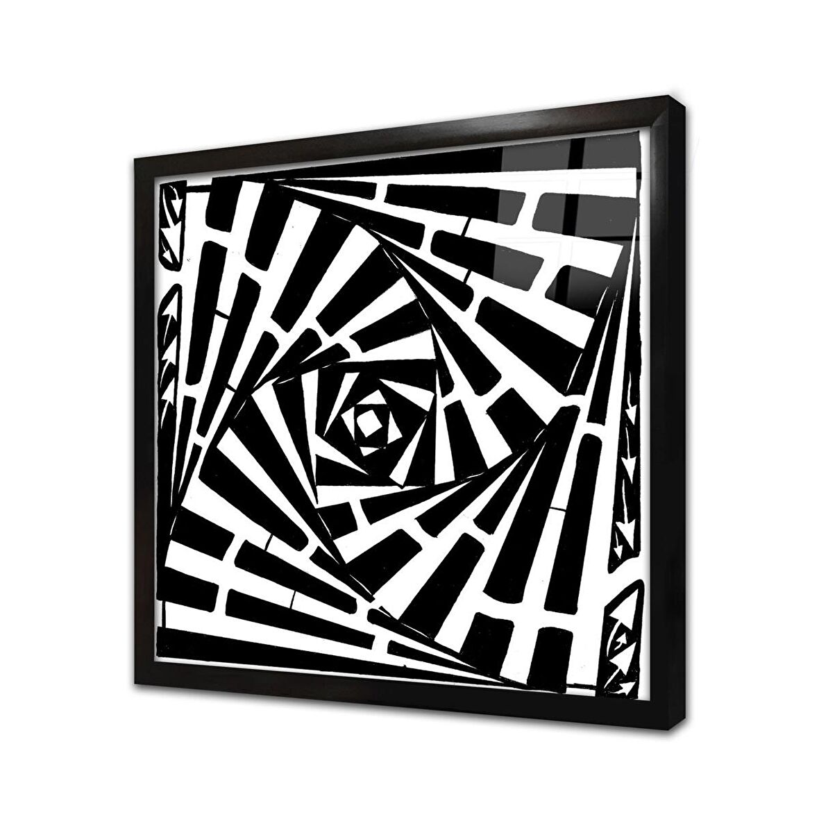 Soyut Tasarım Çerçeveli Cam Tablo