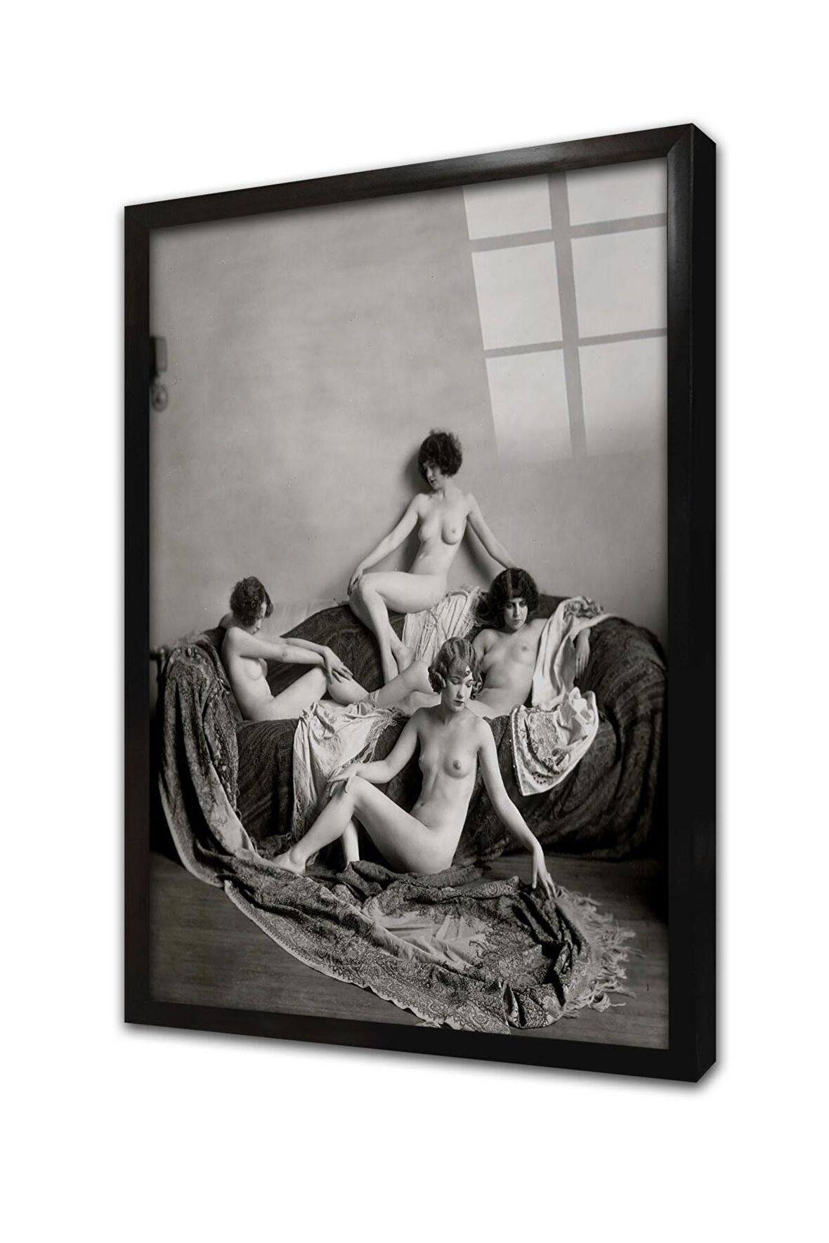 Alfred Cheney Johnston Nü Kadınlar Çerçeveli Cam Tablo