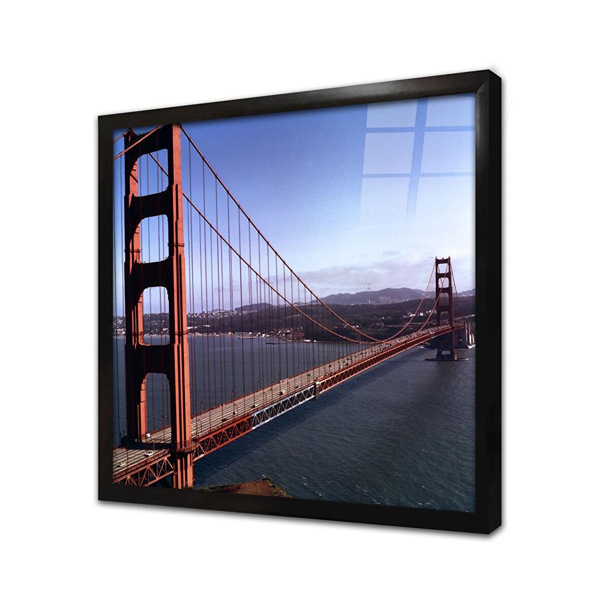 San Fransisco Golden Gate Köprüsü Çerçeveli Cam Tablo