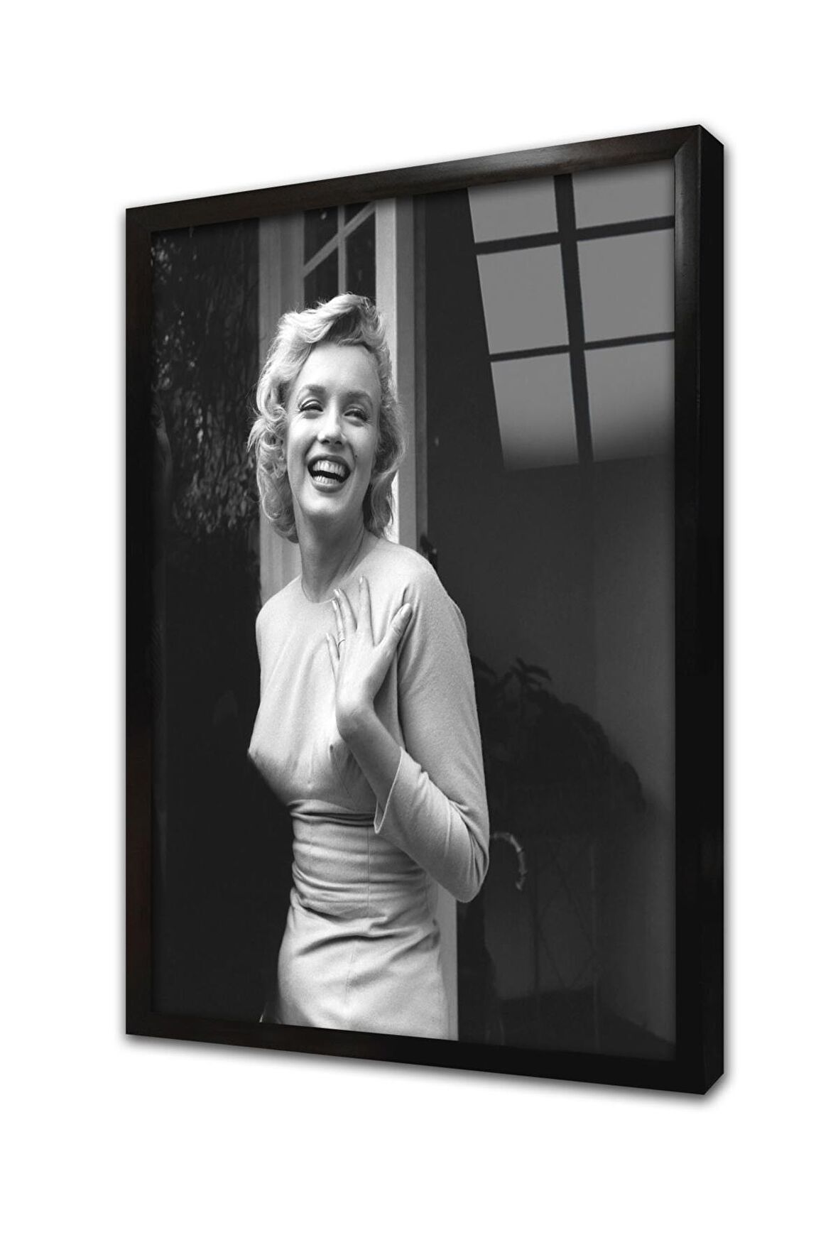 Siyah Beyaz Marilyn Monroe Çerçeveli Cam Tablo