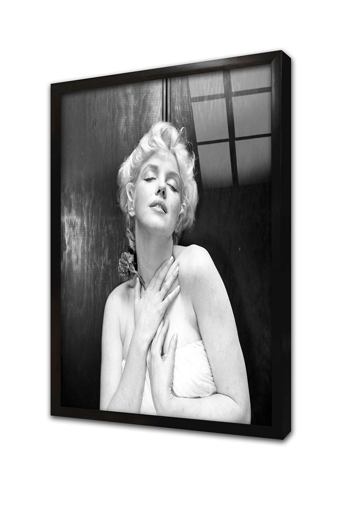 Marliyn Monroe Siyah Beyaz Çerçeveli Cam Tablo