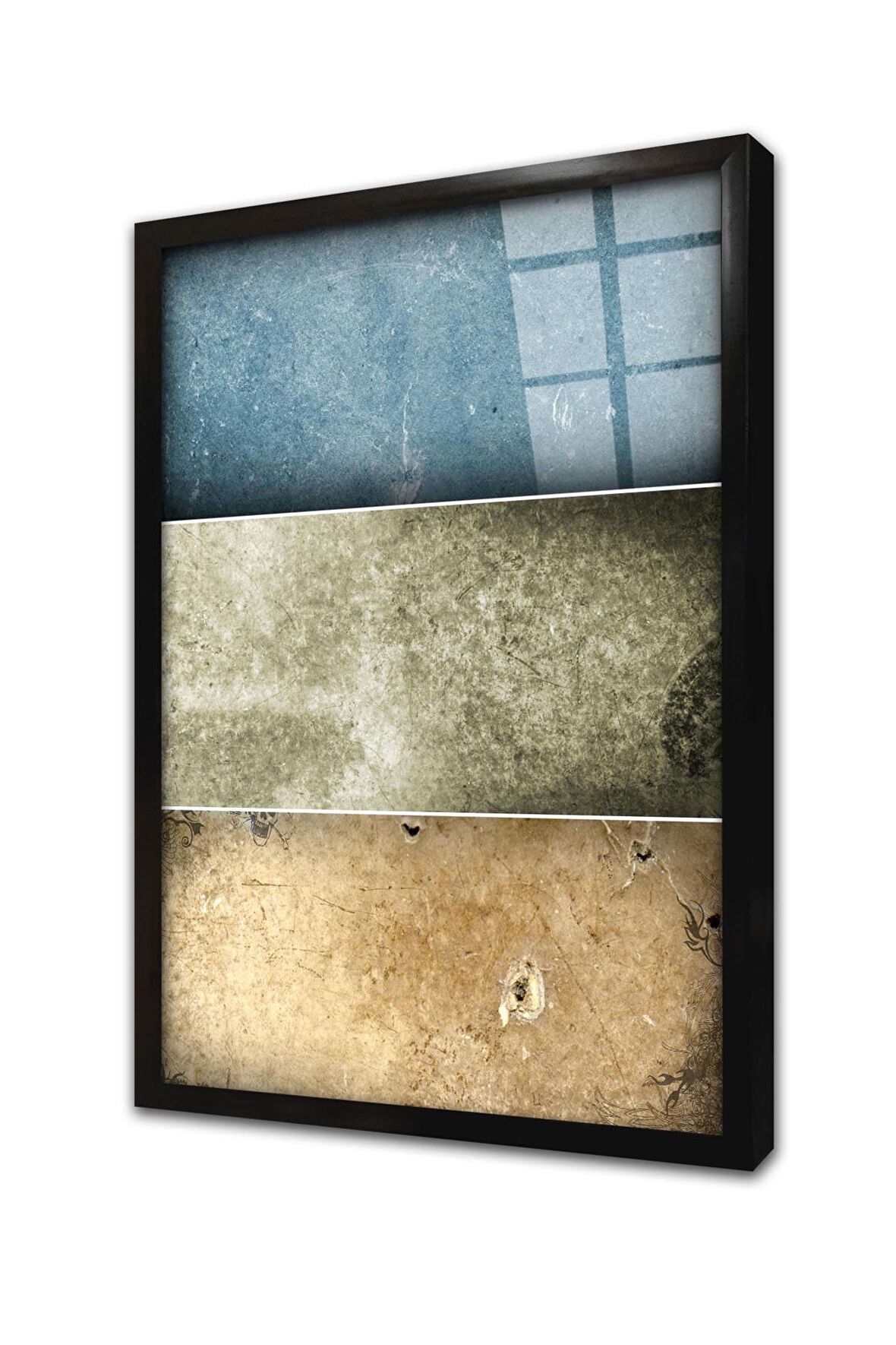 Kolaj Soyut Çerçeveli Cam Tablo