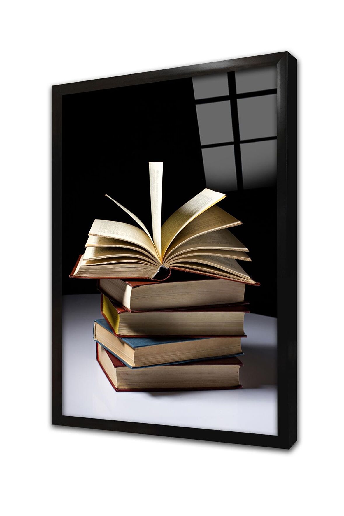 Kitap In Uçuşan Yaprakları Çerçeveli Cam Tablo