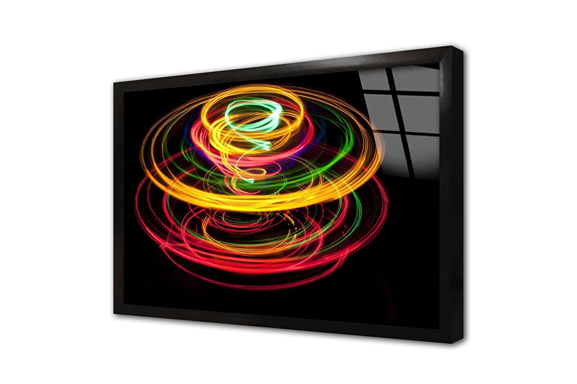 Soyut Grafik Çalışmaları Çerçeveli Cam Tablo