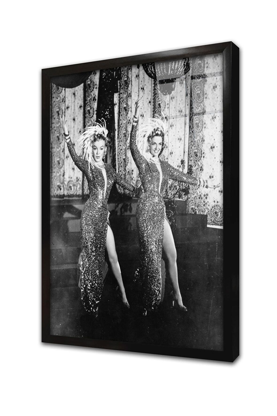 Siyah Beyaz Marilyn Monroe Çerçeveli Cam Tablo