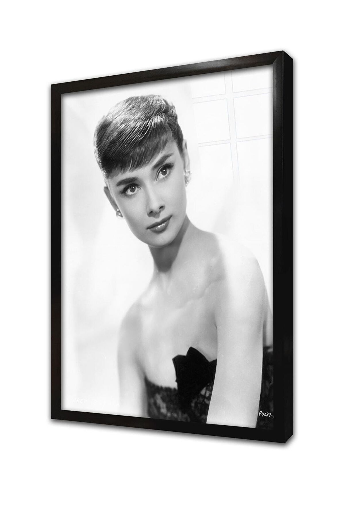 Siyah Beyaz Audrey Hepburn Çerçeveli Cam Tablo