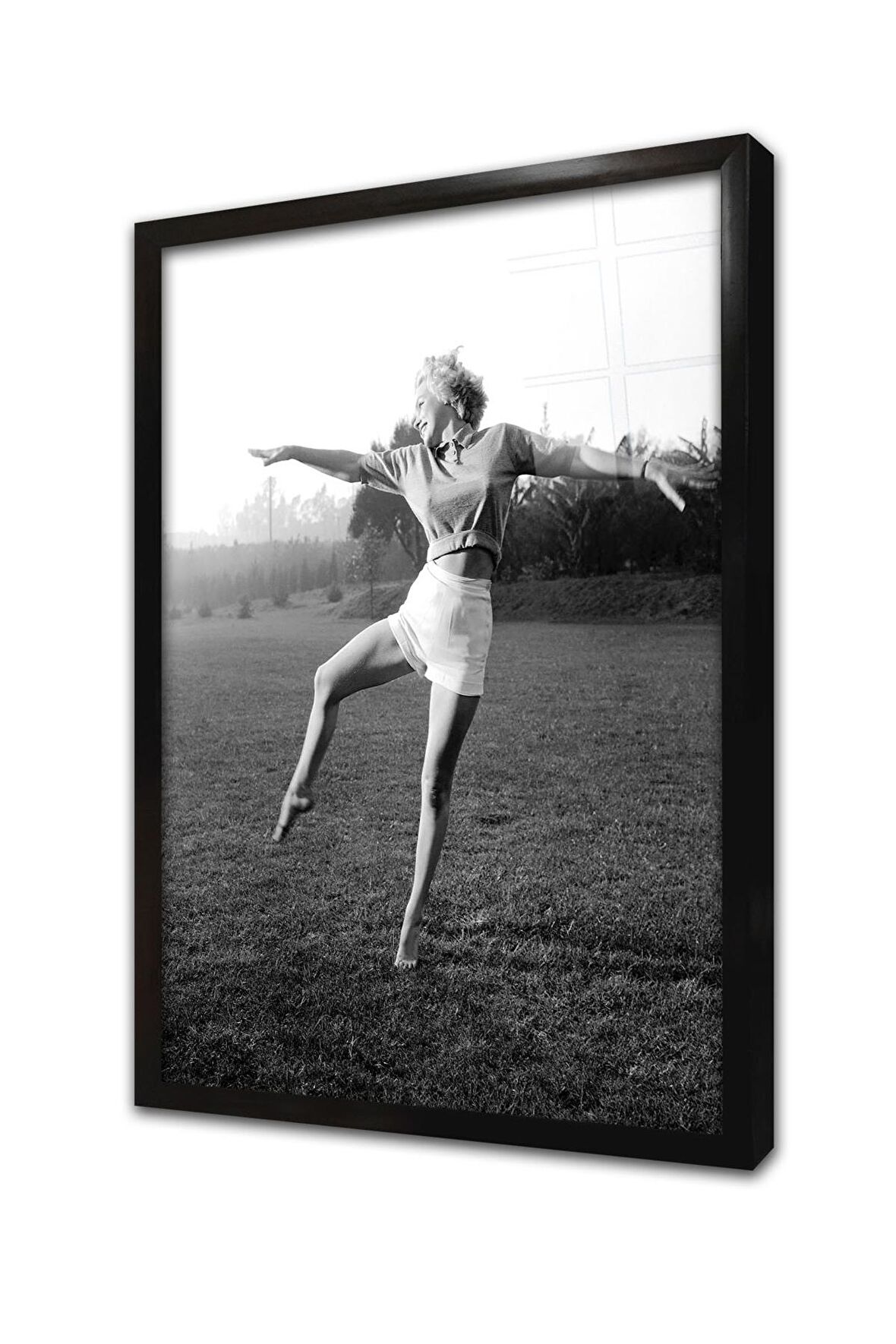 Marliyn Monroe Siyah Beyaz Çerçeveli Cam Tablo