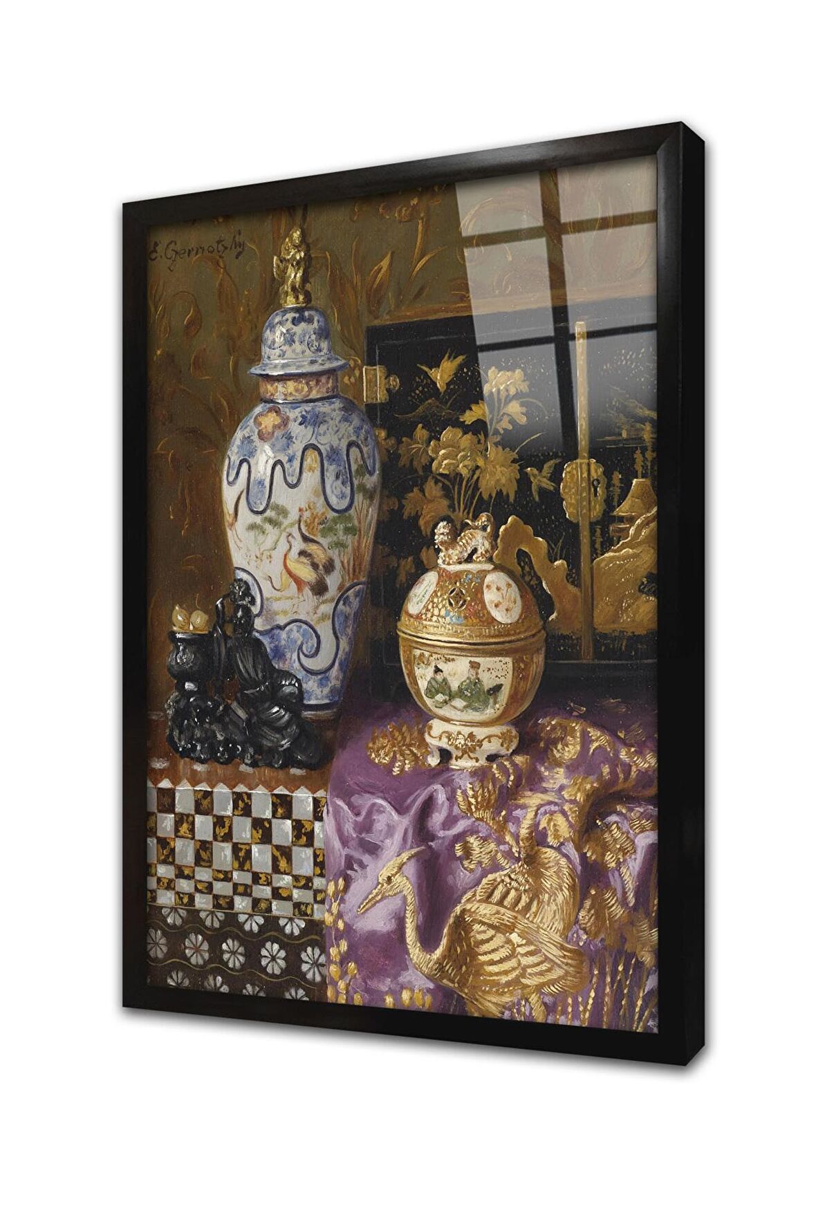 Rıhtımda Yelkenliler Çerçeveli Cam Tablo