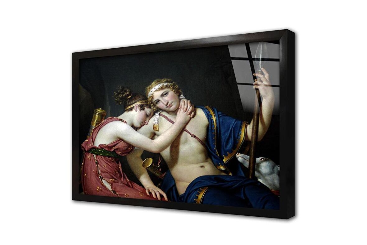 Telemachus ve Eucharis Çerçeveli Cam Tablo