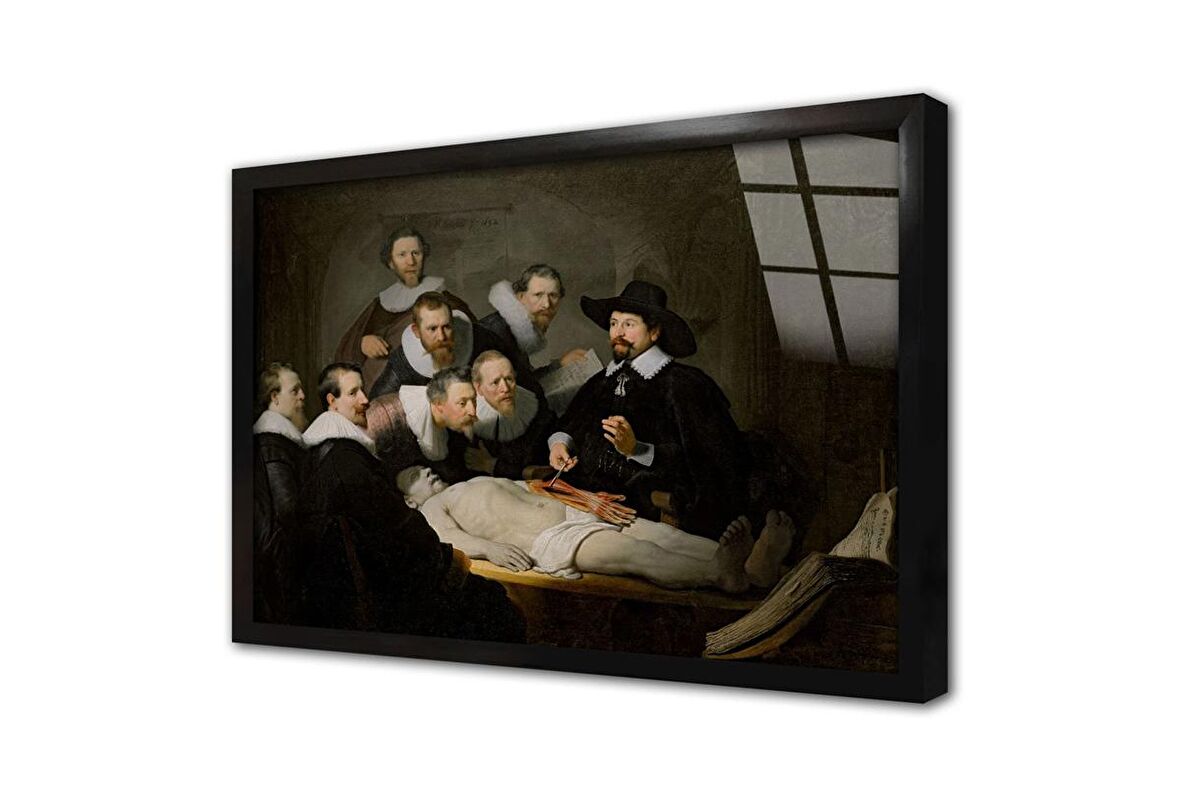Dr. Nicolaes Tulpun Anatomi Dersi Rembrandt Çerçeveli Cam Tablo