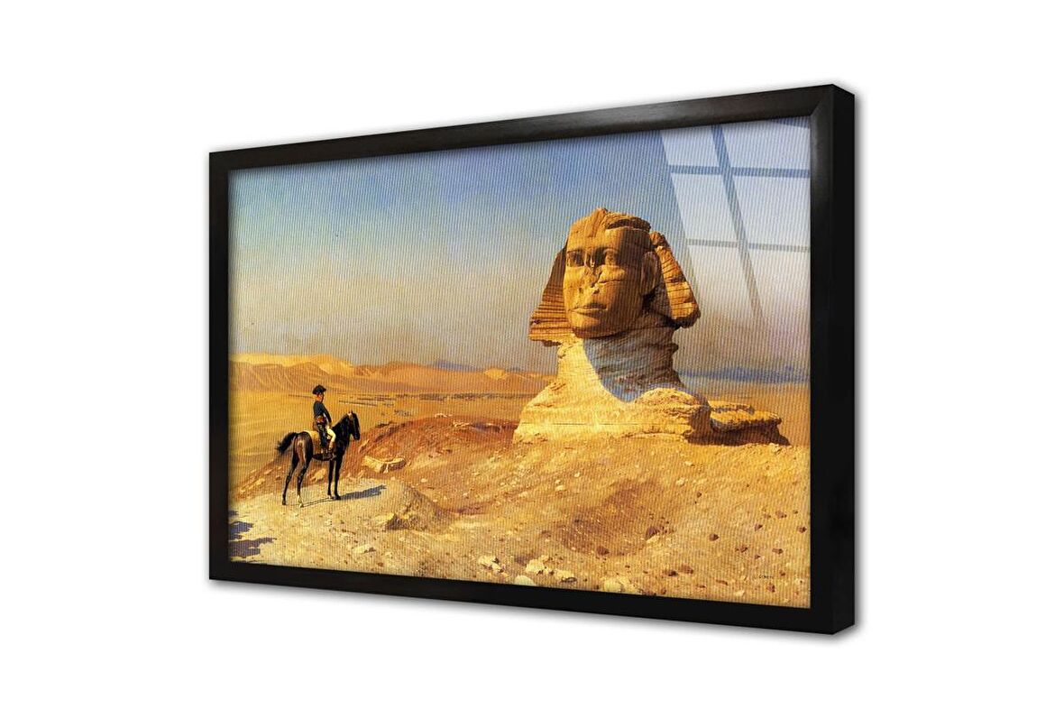 Mısırda Napolyon Heykeli Çerçeveli Cam Tablo