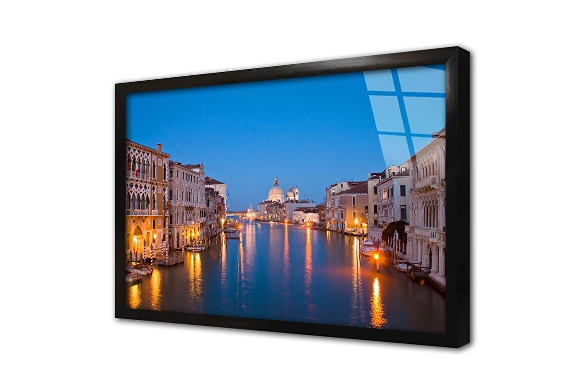 Venedik Şehir Çerçeveli Cam Tablo