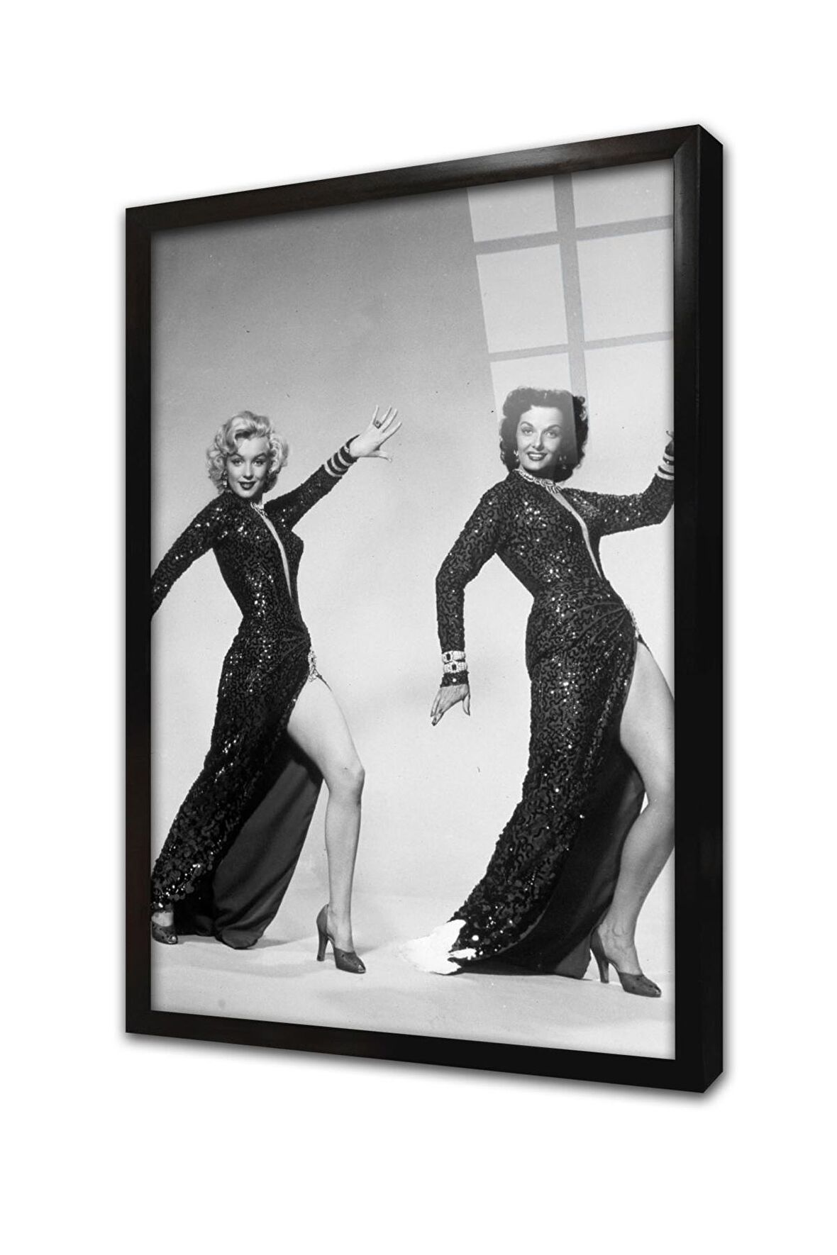 Siyah Beyaz Marilyn Monroe Çerçeveli Cam Tablo