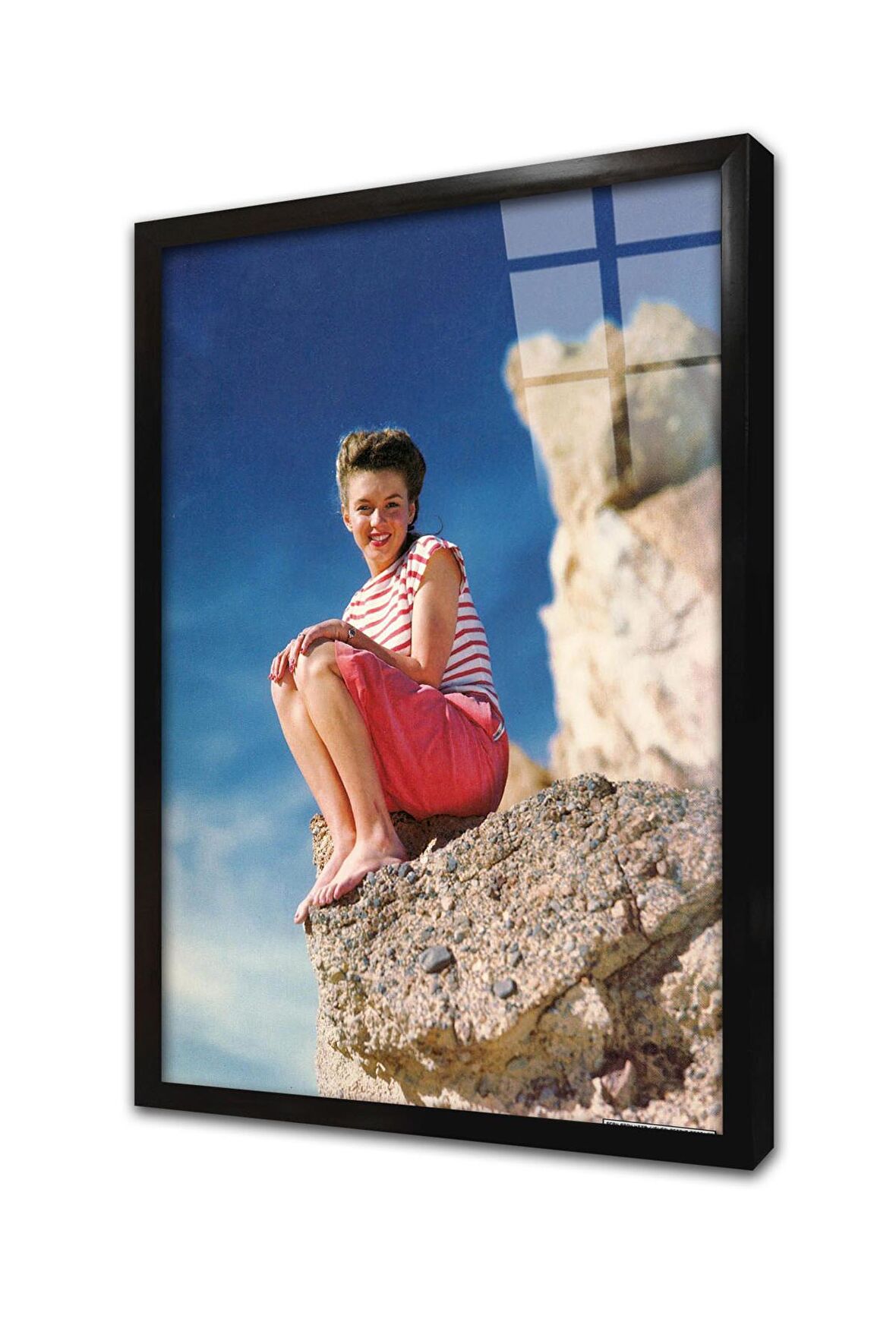 Renkli Marilyn Monroe Çerçeveli Cam Tablo