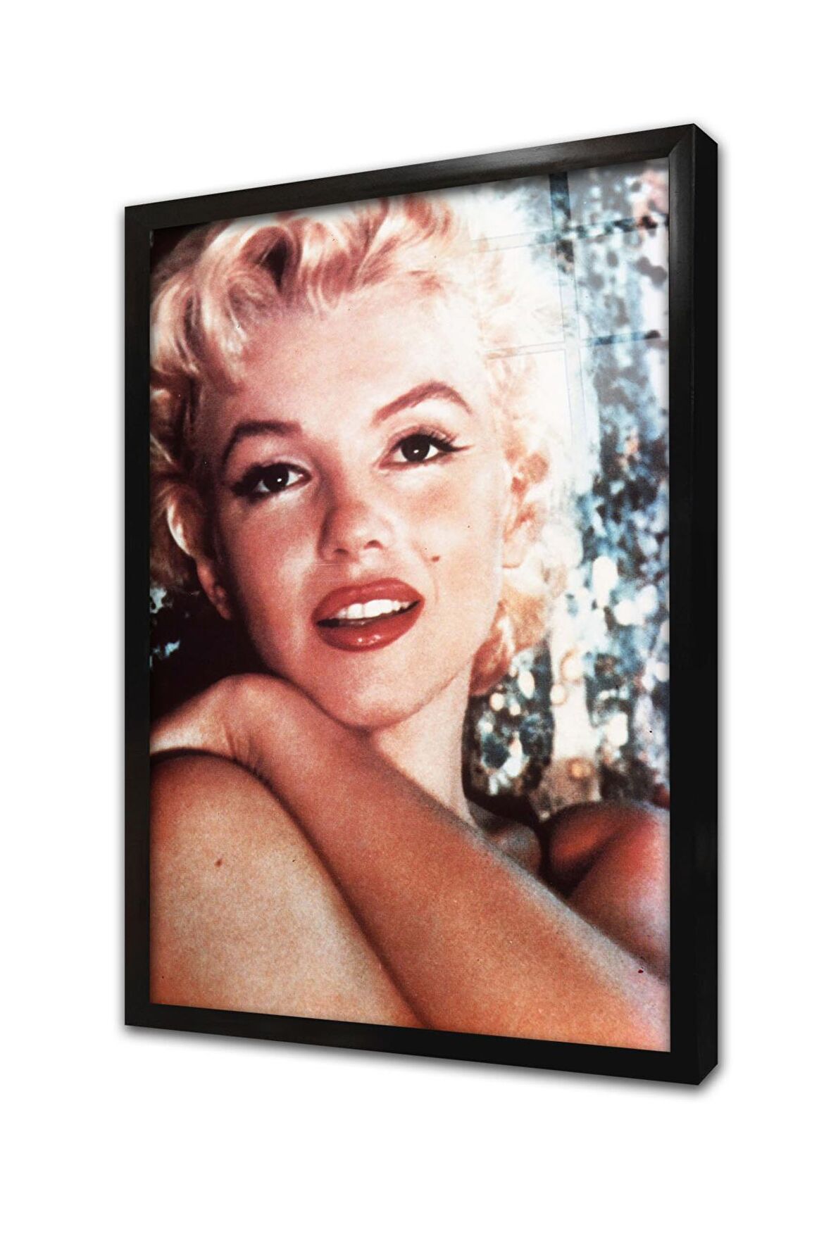 Marliyn Monroe Kırmızı Rujuyla Çerçeveli Cam Tablo