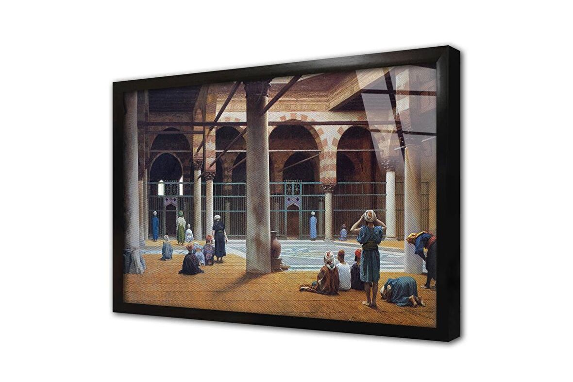 Camide Namaz Kılanlar Lean Leon Gerome Çerçeveli Cam Tablo