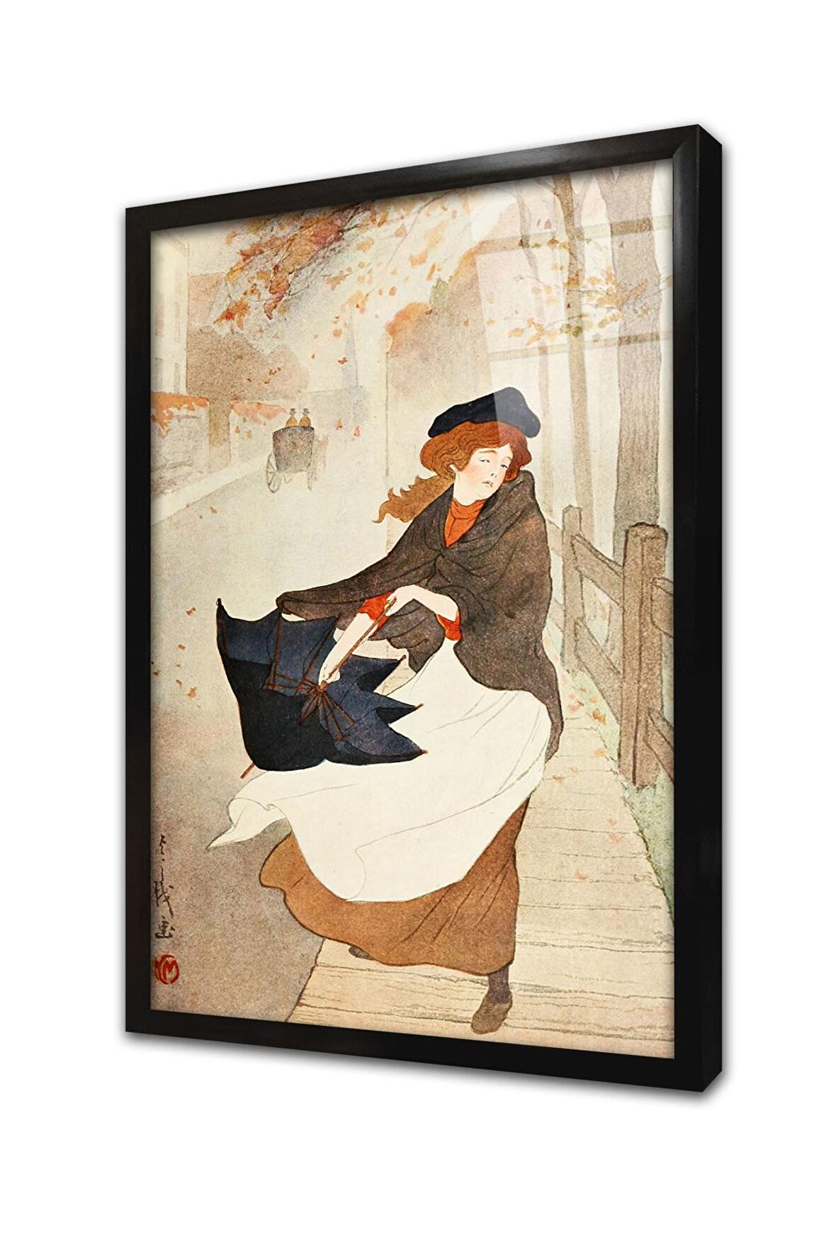 Japon Kadın Çerçeveli Cam Tablo