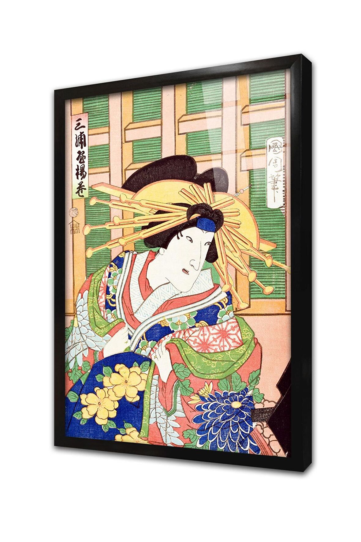 Japon Kadın Çerçeveli Cam Tablo