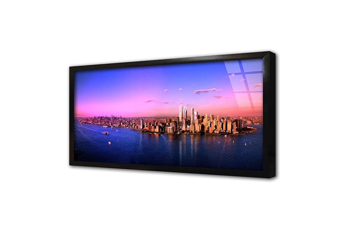 New York Şehir Çerçeveli Cam Tablo
