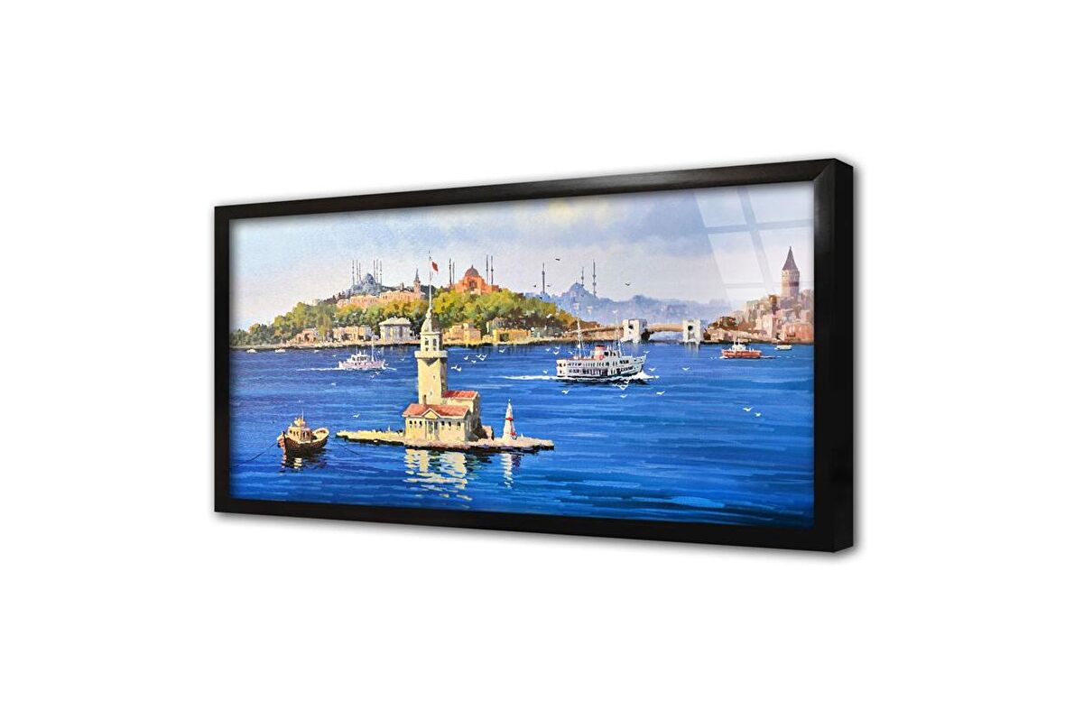 Kız Kulesi Çerçeveli Cam Tablo