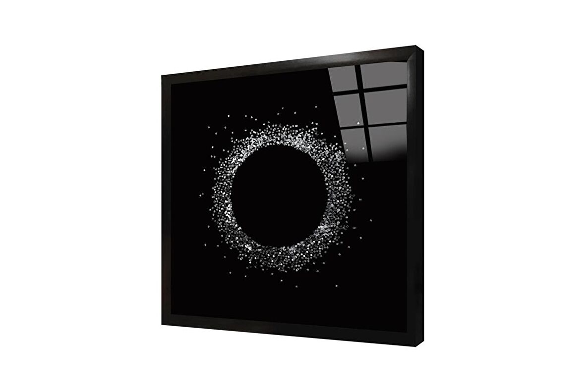 Siyah Gümüş Halka Çerçeveli Cam Tablo