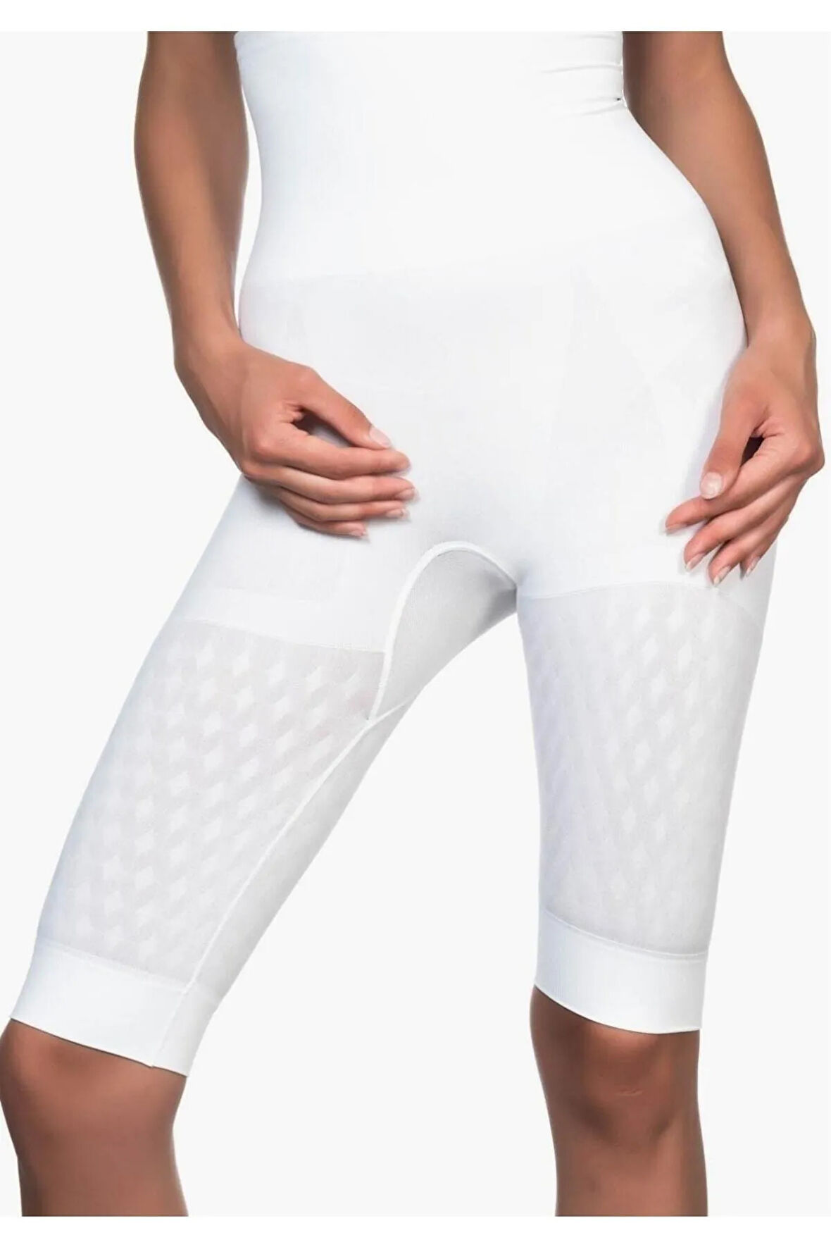 Beyaz Yüksek Bel Double Uzun Paçalı Korse Yeni Sezon