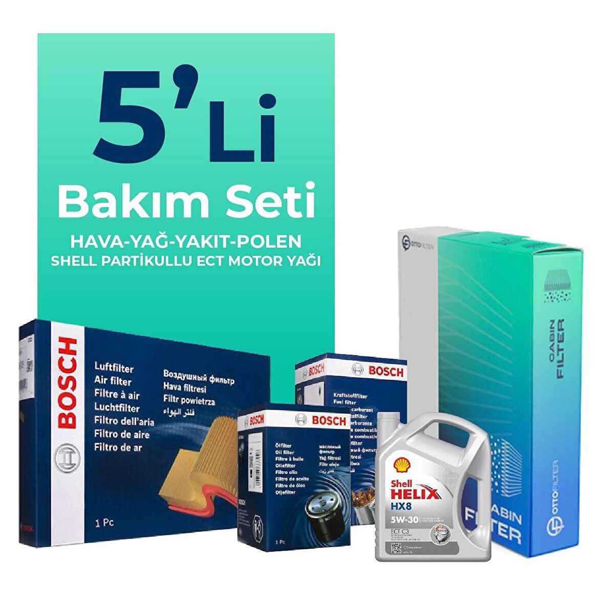 BOSCH Citroen C3 AIRCROSS 1.5 BLUEHDI Shell Motor Yağlı Bakım Seti (2017-2022) 5 Li